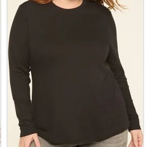 Lane Bryant Black Long Sleeve Crewneck Top